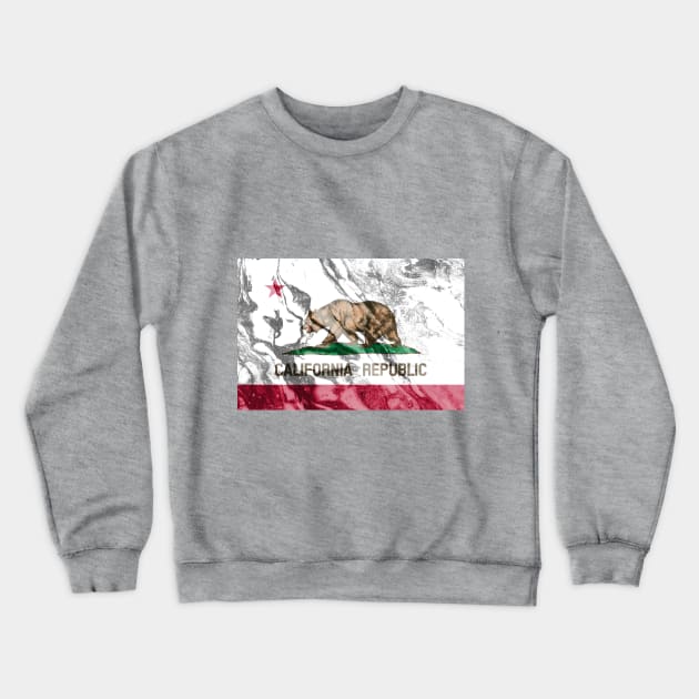 Flag of California - Marble texture Crewneck Sweatshirt by DrPen